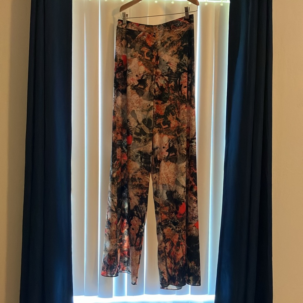 Alice + Olivia Colorful Wide Leg Palazzo Jungle Print Pants - Picture 6 of 6